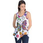 Butterflies, Abstract, Colorful, Floral, Flowers Sleeveless Tunic