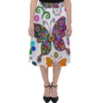 Butterflies, Abstract, Colorful, Floral, Flowers Classic Midi Skirt