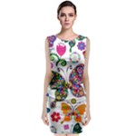 Butterflies, Abstract, Colorful, Floral, Flowers Classic Sleeveless Midi Dress