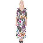 Butterflies, Abstract, Colorful, Floral, Flowers Quarter Sleeve Wrap Maxi Dress