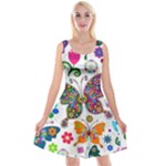 Butterflies, Abstract, Colorful, Floral, Flowers Reversible Velvet Sleeveless Dress