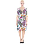 Butterflies, Abstract, Colorful, Floral, Flowers Wrap Up Cocktail Dress