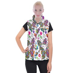 Butterflies, Abstract, Colorful, Floral, Flowers Women s Button Up Vest from ArtsNow.com