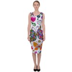 Butterflies, Abstract, Colorful, Floral, Flowers Sleeveless Pencil Dress