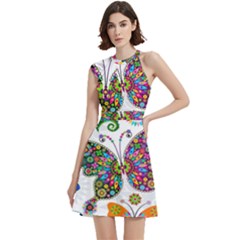 Cocktail Party Halter Sleeveless Dress With Pockets 