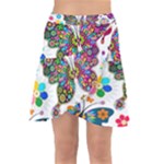 Butterflies, Abstract, Colorful, Floral, Flowers Wrap Front Skirt