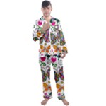 Butterflies, Abstract, Colorful, Floral, Flowers Men s Long Sleeve Satin Pajamas Set