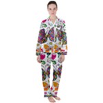 Butterflies, Abstract, Colorful, Floral, Flowers Women s Long Sleeve Satin Pajamas Set	