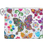 Butterflies, Abstract, Colorful, Floral, Flowers Canvas Cosmetic Bag (XXXL)