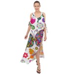 Butterflies, Abstract, Colorful, Floral, Flowers Maxi Chiffon Cover Up Dress