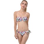 Butterflies, Abstract, Colorful, Floral, Flowers Twist Bandeau Bikini Set