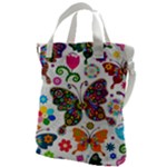 Butterflies, Abstract, Colorful, Floral, Flowers Canvas Messenger Bag