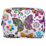 Butterflies, Abstract, Colorful, Floral, Flowers Make Up Pouch (Medium)