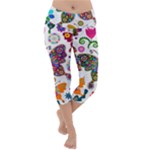 Butterflies, Abstract, Colorful, Floral, Flowers Lightweight Velour Capri Yoga Leggings