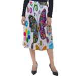 Butterflies, Abstract, Colorful, Floral, Flowers Classic Velour Midi Skirt 