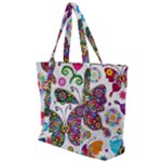 Butterflies, Abstract, Colorful, Floral, Flowers Zip Up Canvas Bag