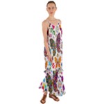 Butterflies, Abstract, Colorful, Floral, Flowers Cami Maxi Ruffle Chiffon Dress