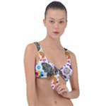 Butterflies, Abstract, Colorful, Floral, Flowers Front Tie Bikini Top