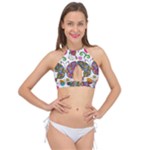 Butterflies, Abstract, Colorful, Floral, Flowers Cross Front Halter Bikini Top