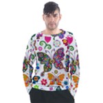 Butterflies, Abstract, Colorful, Floral, Flowers Men s Long Sleeve Raglan T-Shirt