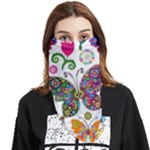 Butterflies, Abstract, Colorful, Floral, Flowers Face Covering Bandana (Triangle)