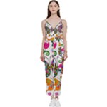 Butterflies, Abstract, Colorful, Floral, Flowers V-Neck Camisole Jumpsuit