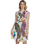 Butterflies, Abstract, Colorful, Floral, Flowers Cap Sleeve High Waist Dress