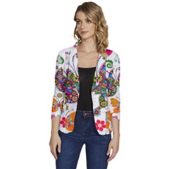 Women s One-Button 3/4 Sleeve Short Jacket 