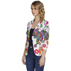 Women s One-Button 3/4 Sleeve Short Jacket 