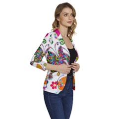 Women s One-Button 3/4 Sleeve Short Jacket 