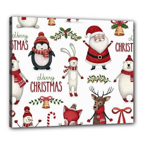 Christmas Characters Pattern, Xmas Backgrounds Canvas 24  x 20  (Stretched) from ArtsNow.com