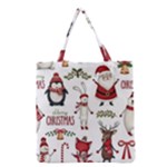 Christmas Characters Pattern, Xmas Backgrounds Grocery Tote Bag