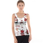 Christmas Characters Pattern, Xmas Backgrounds Women s Basic Tank Top