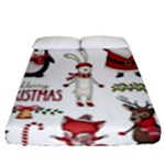 Christmas Characters Pattern, Xmas Backgrounds Fitted Sheet (Queen Size)