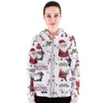 Christmas Characters Pattern, Xmas Backgrounds Women s Zipper Hoodie