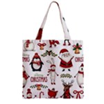 Christmas Characters Pattern, Xmas Backgrounds Zipper Grocery Tote Bag