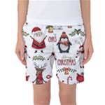 Christmas Characters Pattern, Xmas Backgrounds Women s Basketball Shorts