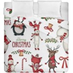 Christmas Characters Pattern, Xmas Backgrounds Duvet Cover Double Side (King Size)