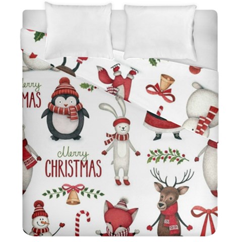 Christmas Characters Pattern, Xmas Backgrounds Duvet Cover Double Side (California King Size) from ArtsNow.com