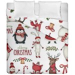 Christmas Characters Pattern, Xmas Backgrounds Duvet Cover Double Side (California King Size)