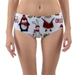 Christmas Characters Pattern, Xmas Backgrounds Reversible Mid-Waist Bikini Bottoms