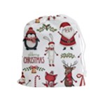 Christmas Characters Pattern, Xmas Backgrounds Drawstring Pouch (XL)