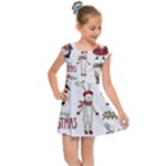 Christmas Characters Pattern, Xmas Backgrounds Kids  Cap Sleeve Dress