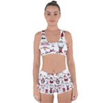 Christmas Characters Pattern, Xmas Backgrounds Racerback Boyleg Bikini Set