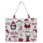 Christmas Characters Pattern, Xmas Backgrounds Zipper Medium Tote Bag