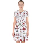 Christmas Characters Pattern, Xmas Backgrounds Adorable in Chiffon Dress