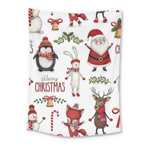 Christmas Characters Pattern, Xmas Backgrounds Medium Tapestry from ArtsNow.com