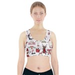 Christmas Characters Pattern, Xmas Backgrounds Sports Bra With Pocket