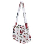 Christmas Characters Pattern, Xmas Backgrounds Rope Handles Shoulder Strap Bag