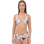 Christmas Characters Pattern, Xmas Backgrounds Double Strap Halter Bikini Set